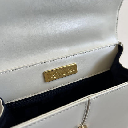 Saint Laurent Hand Bag Tote Purse Logo White Authentic