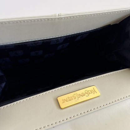Saint Laurent Hand Bag Tote Purse Logo White Authentic