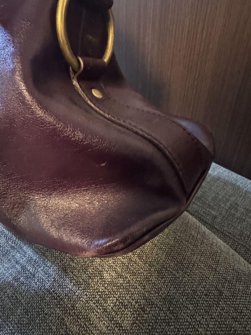 Saint Laurent Hand Bag Tote Purse Muse Leather Purple Authentic