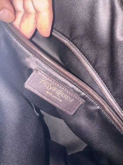 Saint Laurent Hand Bag Tote Purse Muse Leather Purple Authentic