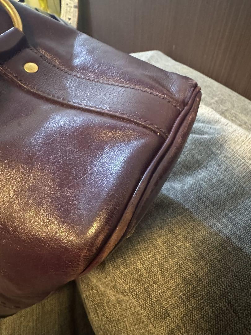 Saint Laurent Hand Bag Tote Purse Muse Leather Purple Authentic