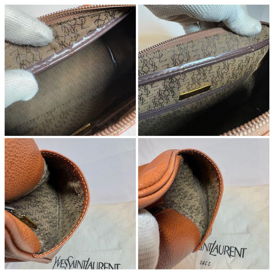Saint Laurent Hand Bag Tote Purse YSL Cassandra Leather Light Brown Authentic