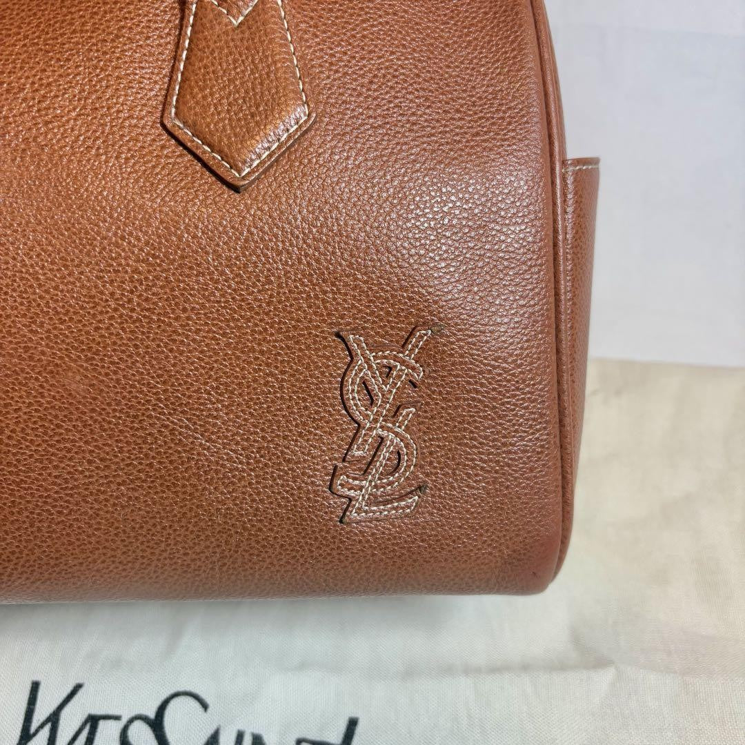 Saint Laurent Hand Bag Tote Purse YSL Cassandra Leather Light Brown Authentic