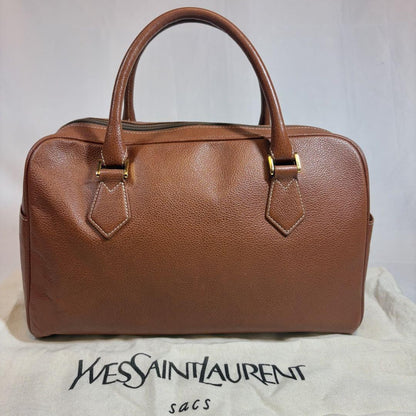 Saint Laurent Hand Bag Tote Purse YSL Cassandra Leather Light Brown Authentic