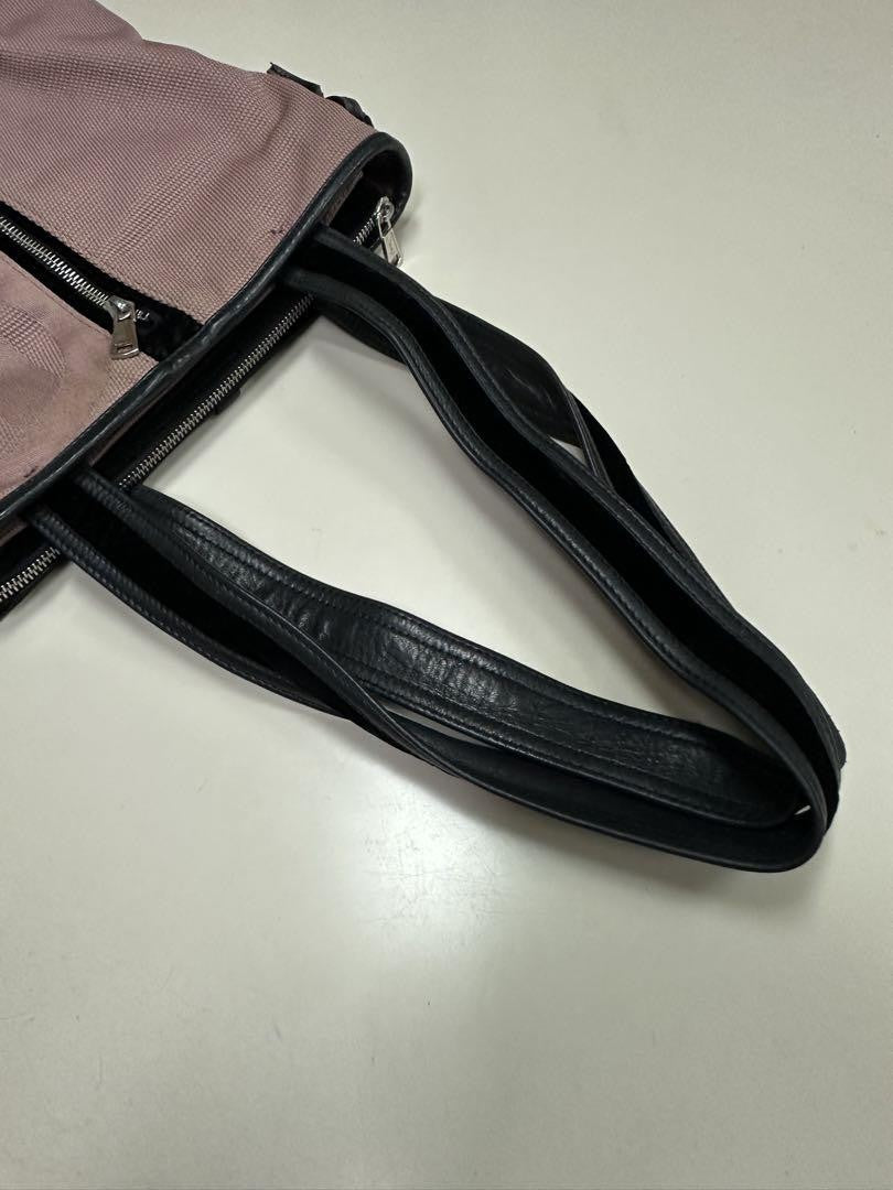 Saint Laurent Hand Bag Tote Purse Nylon Pink Authentic