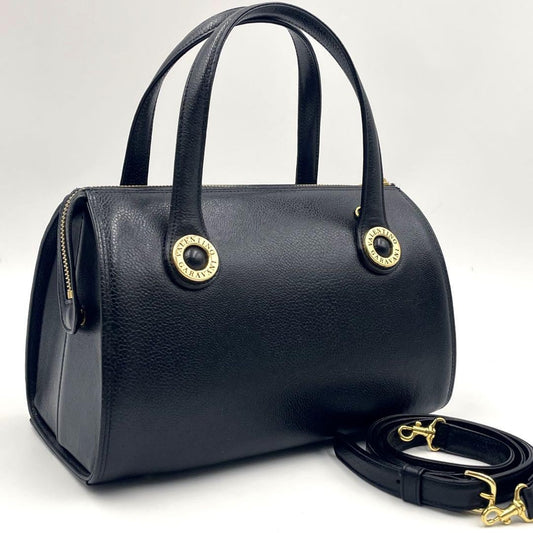 Valentino Garavani Mini Boston Hand Bag Tote Purse 2way Leather Black Authentic