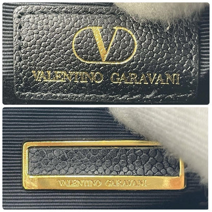 Valentino Garavani Mini Boston Hand Bag Tote Purse 2way Leather Black Authentic