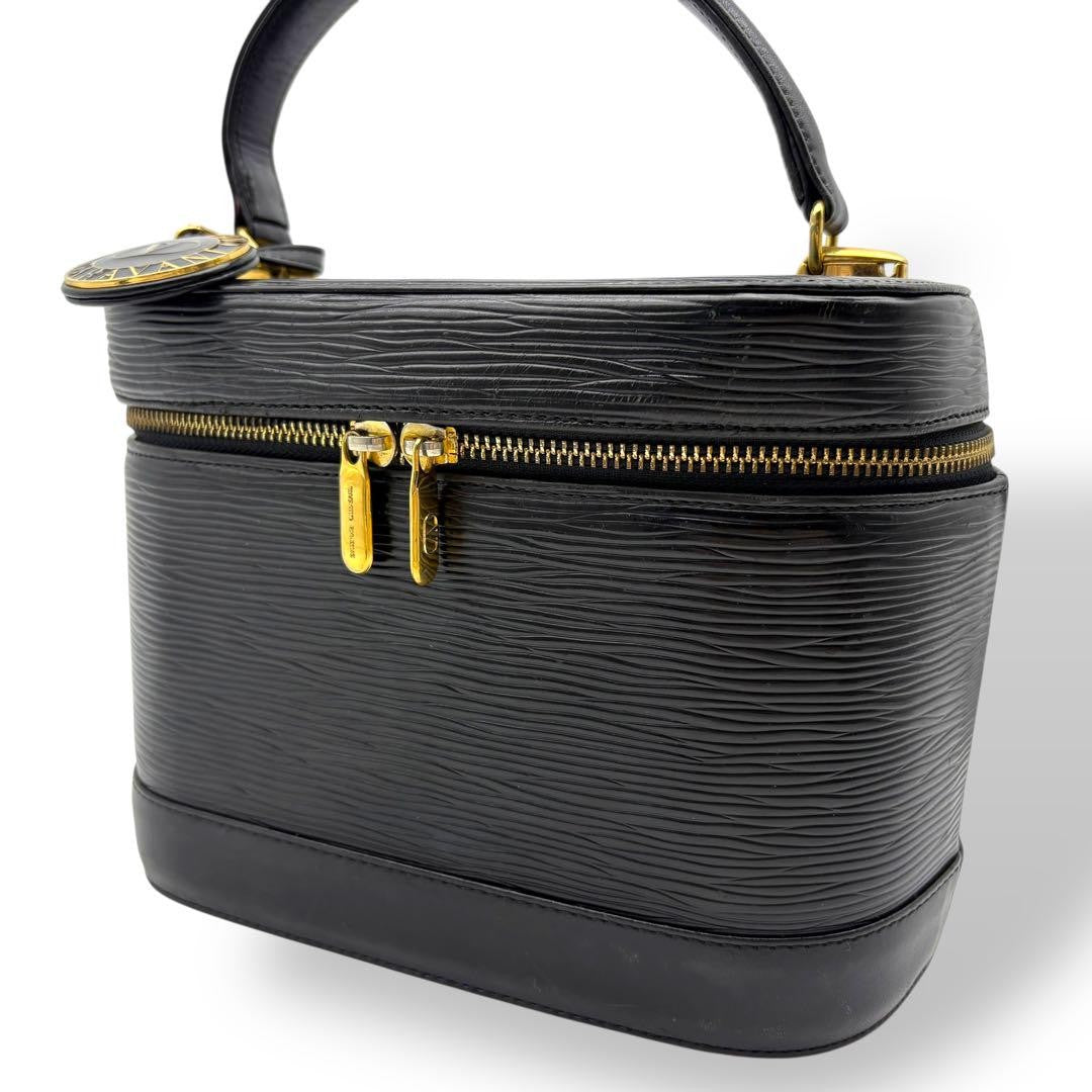 Valentino Garavani Vanity Bag Hand Tote Purse Leather Black Authentic