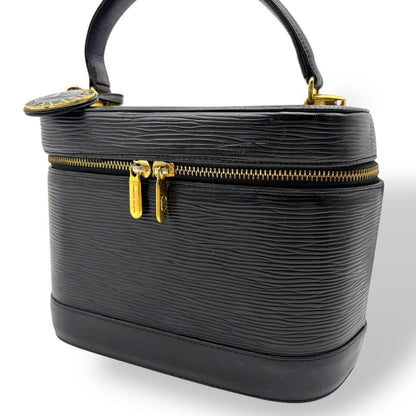 Valentino Garavani Vanity Bag Hand Tote Purse Leather Black Authentic