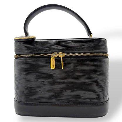 Valentino Garavani Vanity Bag Hand Tote Purse Leather Black Authentic
