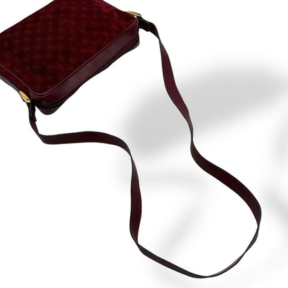 Valentino Shoulder Bag Purse Logo Suede Leather Bordeaux Authentic