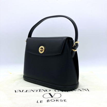 Valentino Garavani Hand Bag Tote Purse 2way Leather Black Authentic
