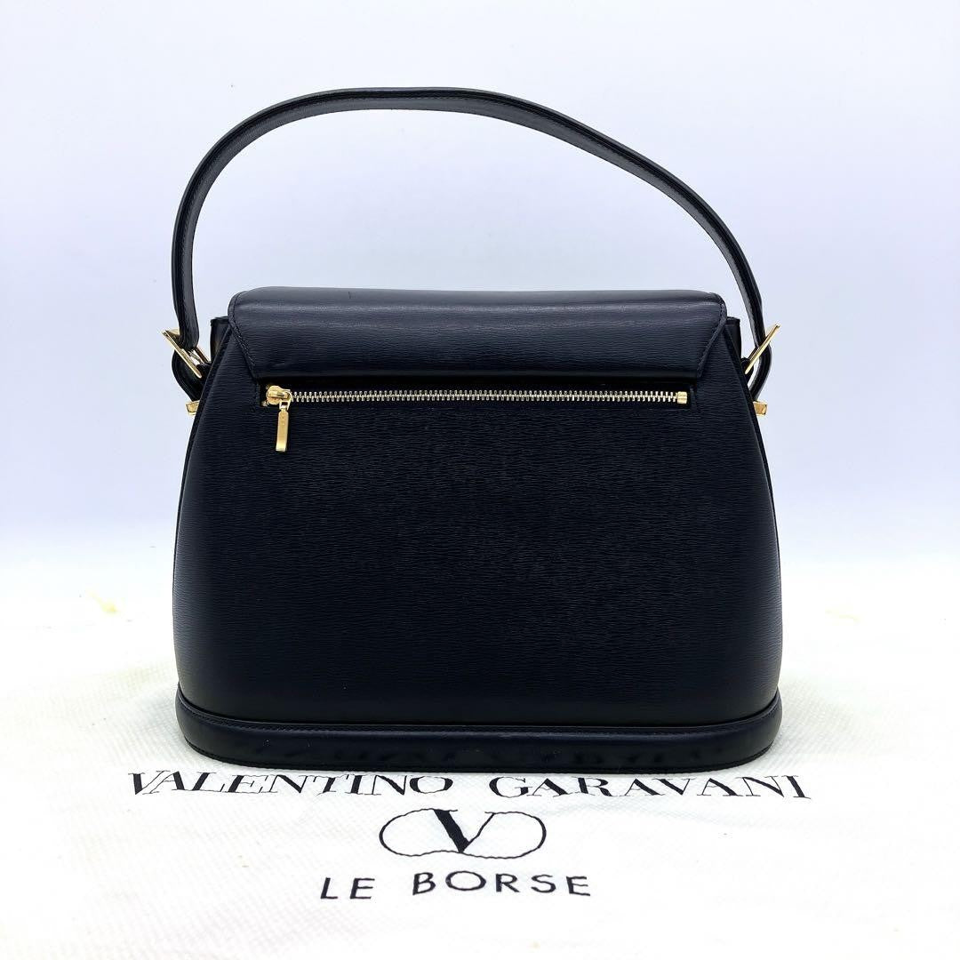 Valentino Garavani Hand Bag Tote Purse 2way Leather Black Authentic