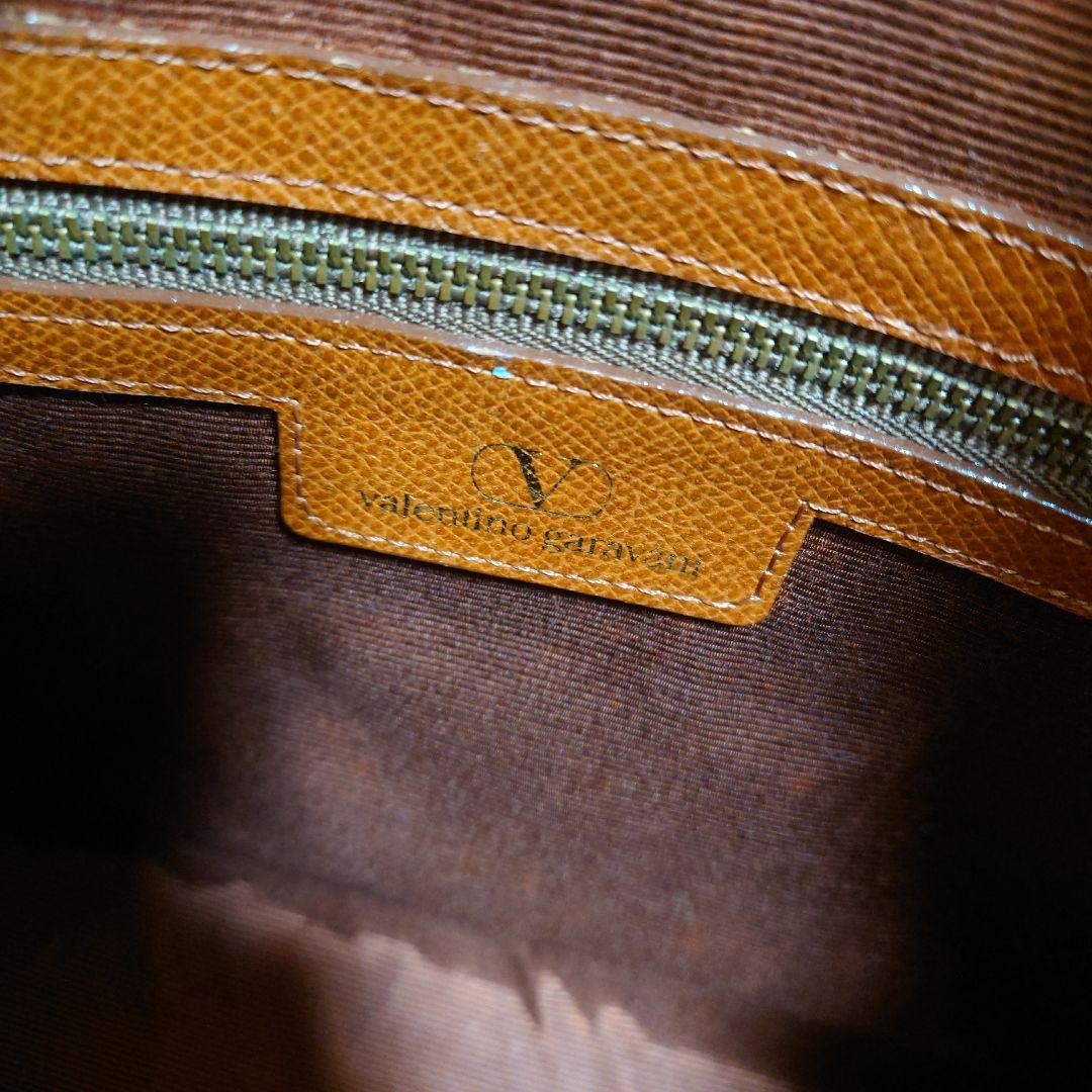 Valentino Garavani Mini Boston Hand Bag Tote Purse Logo Leather Brown Authentic