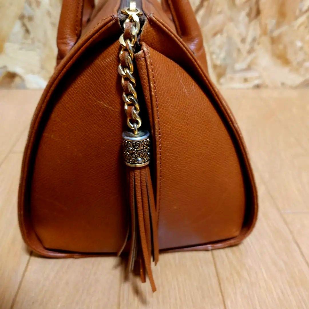 Valentino Garavani Mini Boston Hand Bag Tote Purse Logo Leather Brown Authentic
