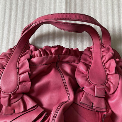 Valentino Garavani Hand Shoulder Bag Tote Purse Leather Pink Authentic
