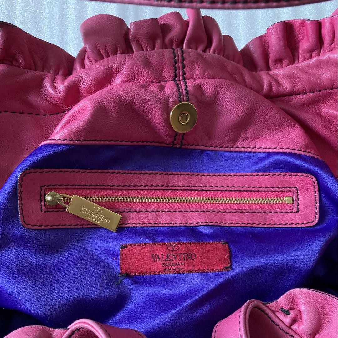 Valentino Garavani Hand Shoulder Bag Tote Purse Leather Pink Authentic