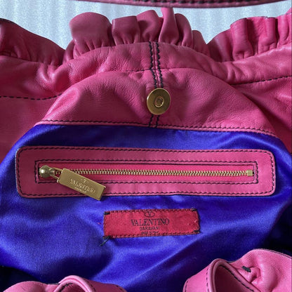 Valentino Garavani Hand Shoulder Bag Tote Purse Leather Pink Authentic