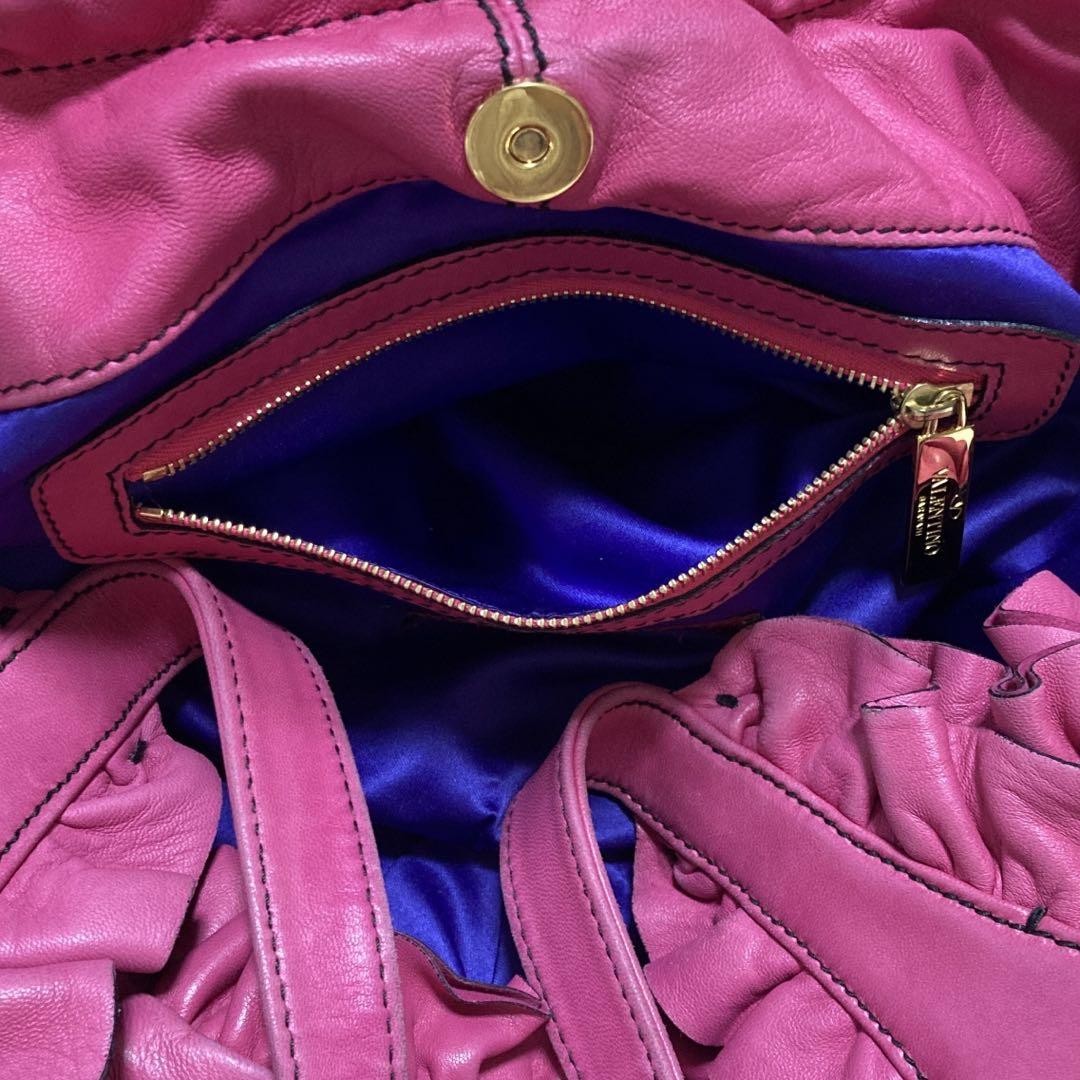 Valentino Garavani Hand Shoulder Bag Tote Purse Leather Pink Authentic