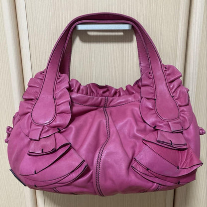 Valentino Garavani Hand Shoulder Bag Tote Purse Leather Pink Authentic