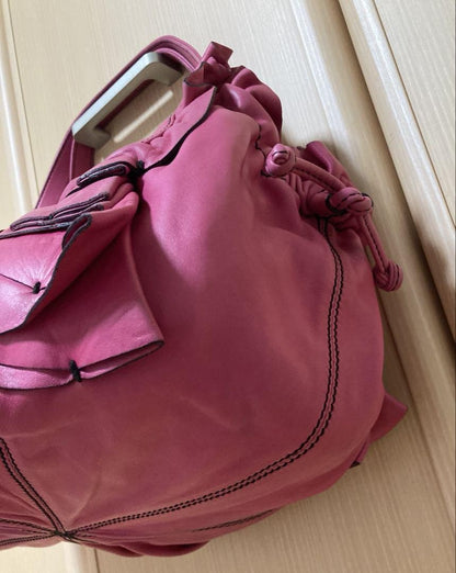 Valentino Garavani Hand Shoulder Bag Tote Purse Leather Pink Authentic