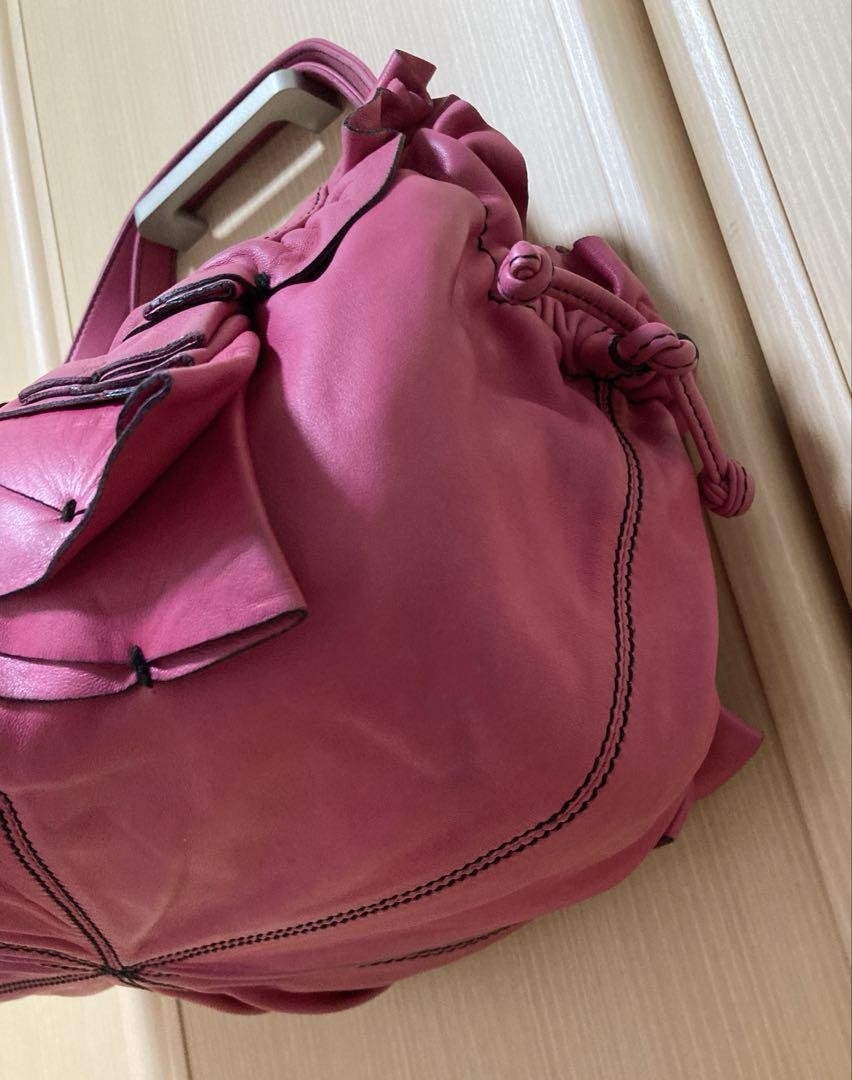 Valentino Garavani Hand Shoulder Bag Tote Purse Leather Pink Authentic
