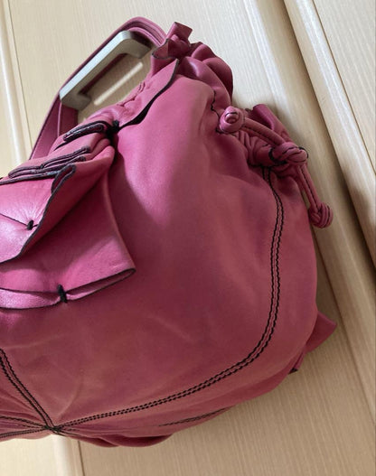 Valentino Garavani Hand Shoulder Bag Tote Purse Leather Pink Authentic