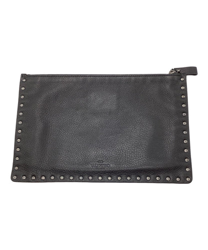 Valentino Garavani Clutch Bag Second Bag Studs Black Authentic