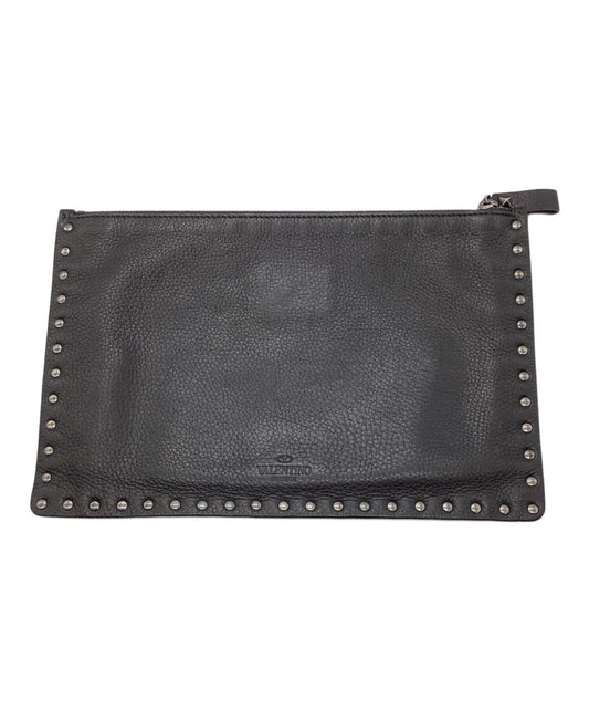 Valentino Garavani Clutch Bag Second Bag Studs Black Authentic