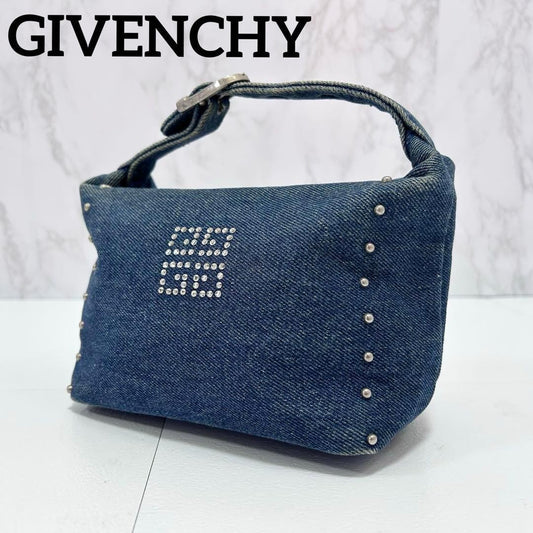 GIVENCHY Hand Bag Tote Purse 4G Denim Blue Authentic