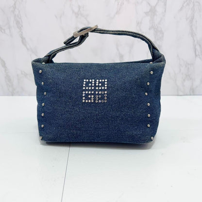 GIVENCHY Hand Bag Tote Purse 4G Denim Blue Authentic