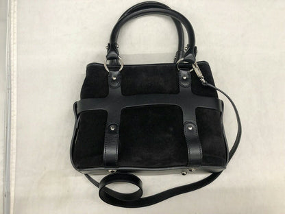 Salvatore Ferragamo Hand Shoulder Bag Tote Purse 2way Suede Black Authentic