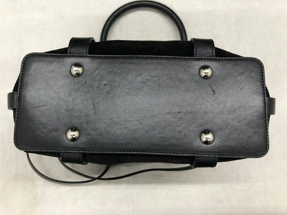Salvatore Ferragamo Hand Shoulder Bag Tote Purse 2way Suede Black Authentic