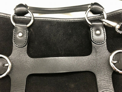 Salvatore Ferragamo Hand Shoulder Bag Tote Purse 2way Suede Black Authentic