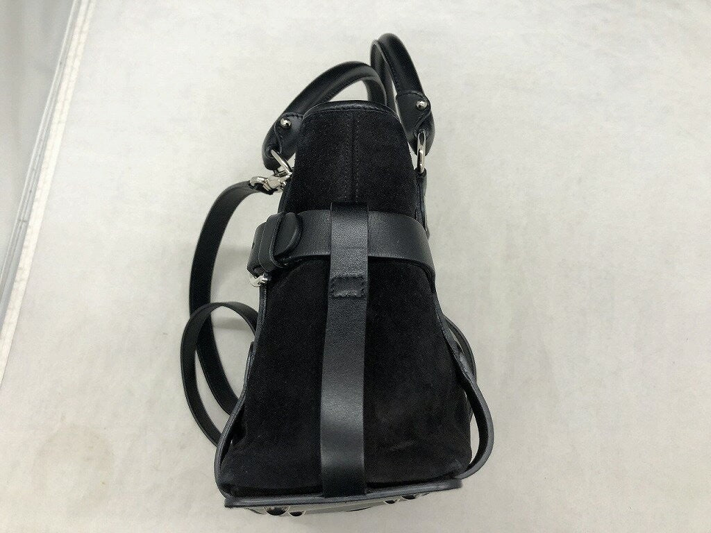 Salvatore Ferragamo Hand Shoulder Bag Tote Purse 2way Suede Black Authentic
