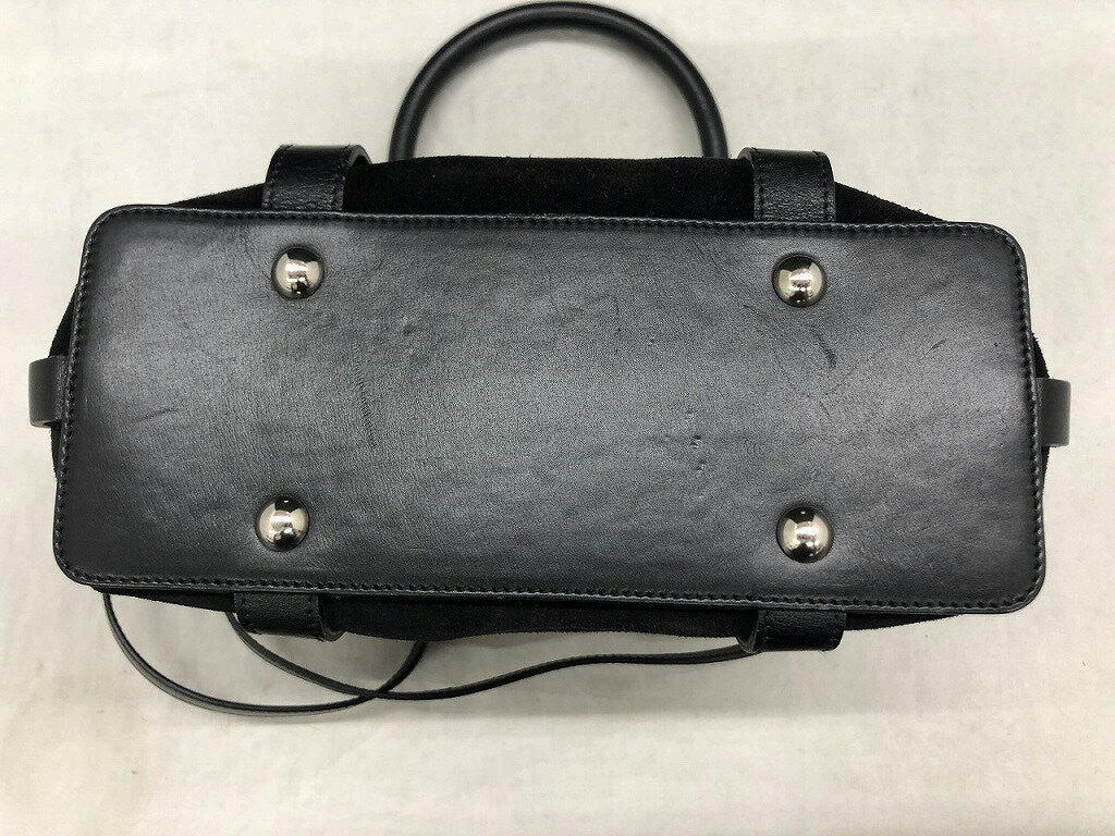 Salvatore Ferragamo Hand Shoulder Bag Tote Purse 2way Suede Black Authentic