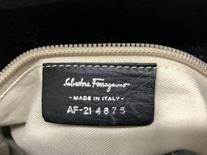 Salvatore Ferragamo Hand Shoulder Bag Tote Purse 2way Suede Black Authentic