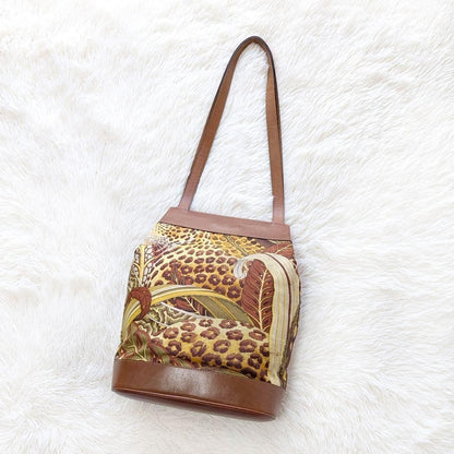 Salvatore Ferragamo Shoulder Bag Purse Gancini Leather Brown Multicolor Auth
