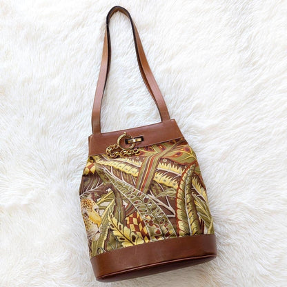 Salvatore Ferragamo Shoulder Bag Purse Gancini Leather Brown Multicolor Auth