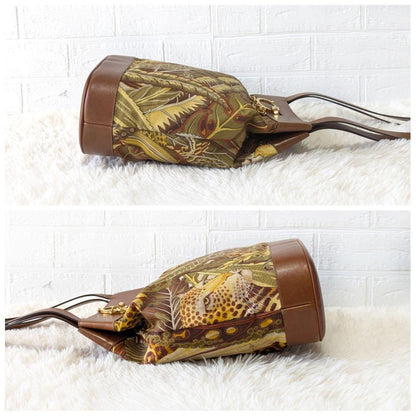 Salvatore Ferragamo Shoulder Bag Purse Gancini Leather Brown Multicolor Auth