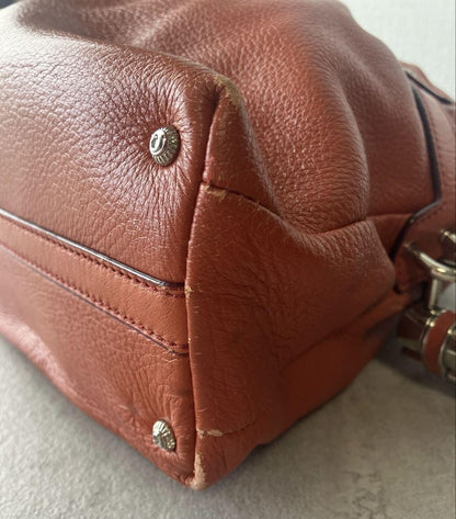 Salvatore Ferragamo Hand Bag Tote Purse Leather Orange Authentic