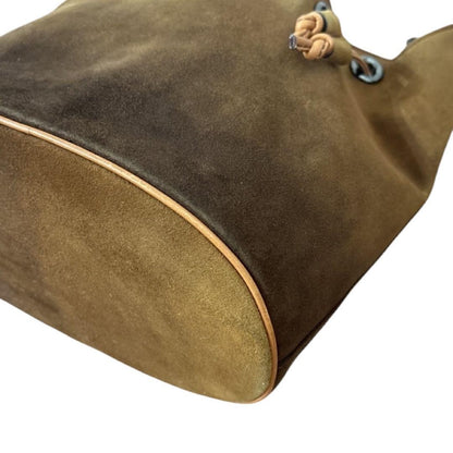 Salvatore Ferragamo Shoulder Bag Purse Suede Leather Brown Authentic