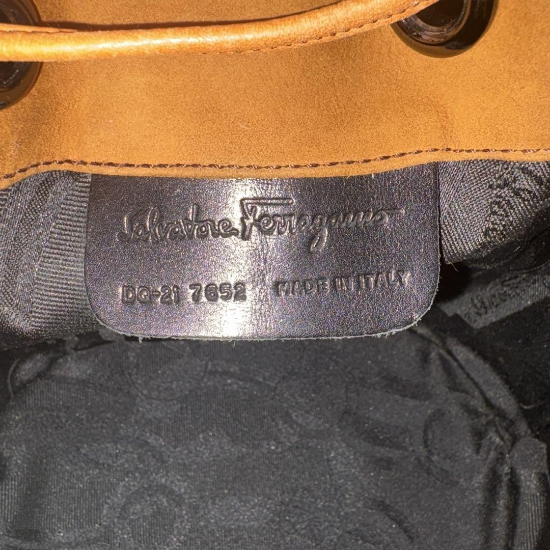 Salvatore Ferragamo Shoulder Bag Purse Suede Leather Brown Authentic
