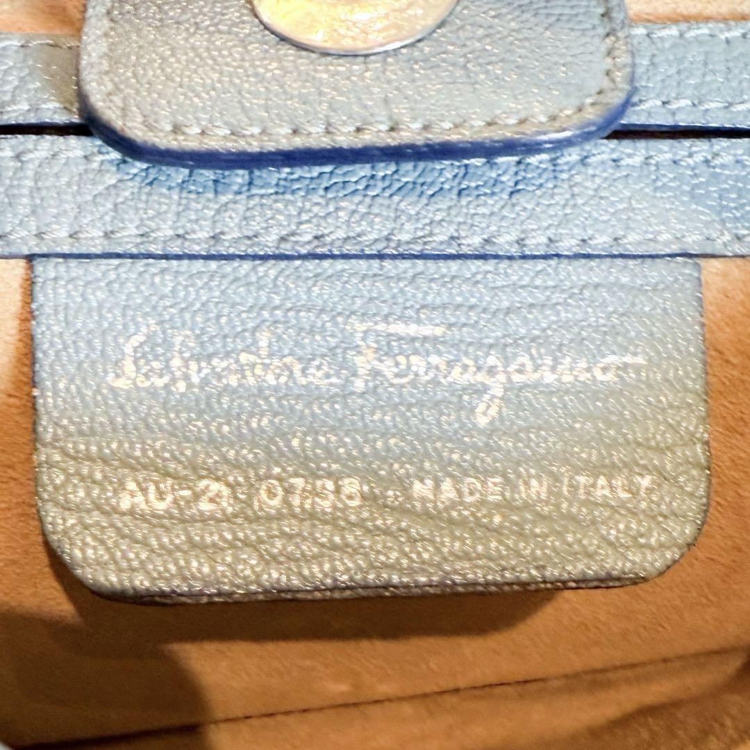 Salvatore Ferragamo Shoulder Bag Purse Leather Suede Light Blue Camel Authentic