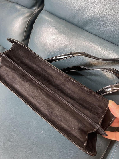 Salvatore Ferragamo Hand Bag Tote Purse Suede Dark Brown Authentic