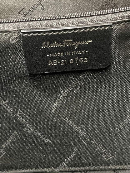 Salvatore Ferragamo Hand Bag Tote Purse Suede Dark Brown Authentic