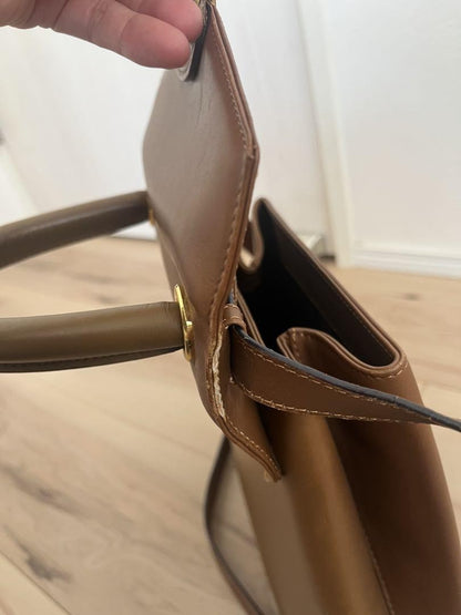 Salvatore Ferragamo Hand Bag Tote Purse Leather Brown Authentic