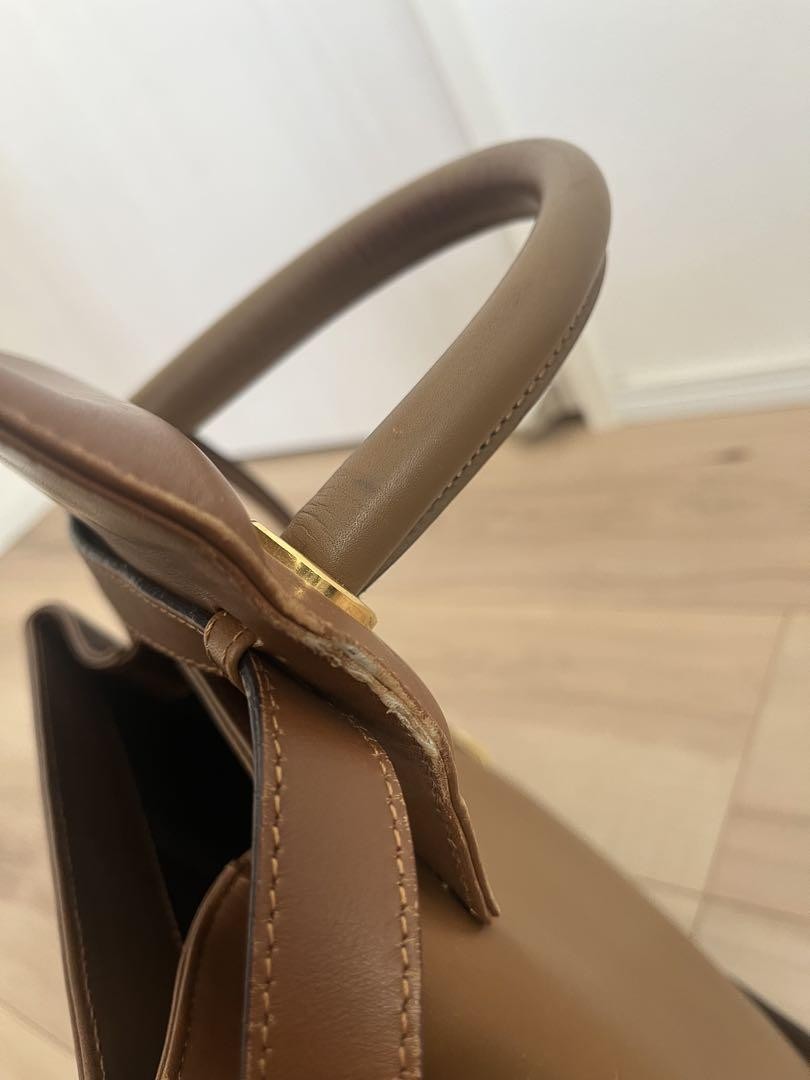 Salvatore Ferragamo Hand Bag Tote Purse Leather Brown Authentic