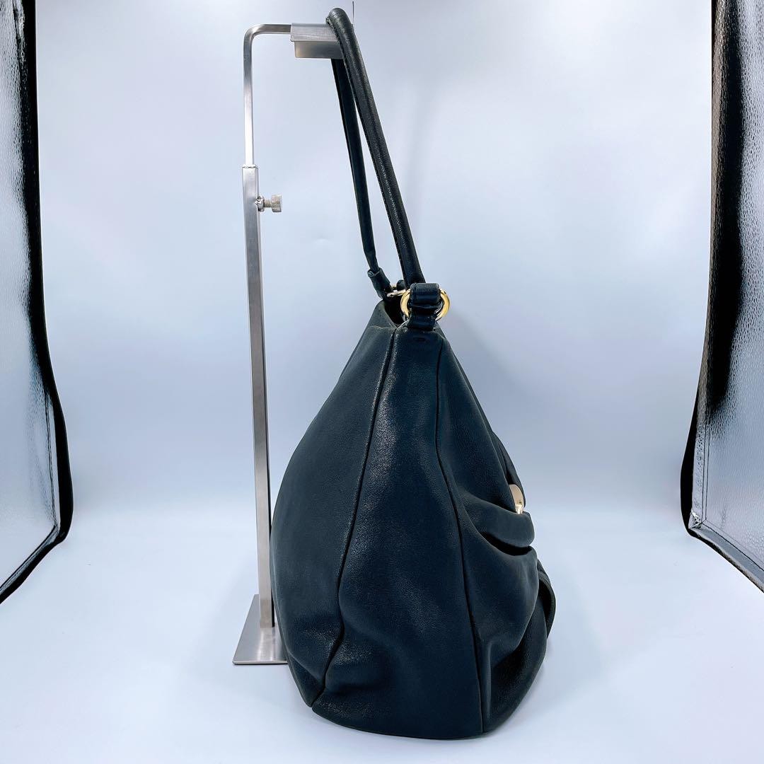 Salvatore Ferragamo Hand Shoulder Bag Tote Purse Vara Ribbon Black Authentic