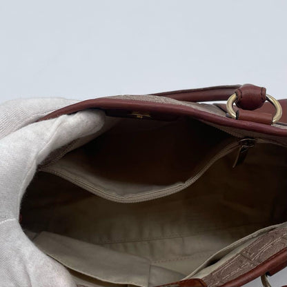 Salvatore Ferragamo Hand Bag Tote Purse Gancini Leather PVC Brown Authentic